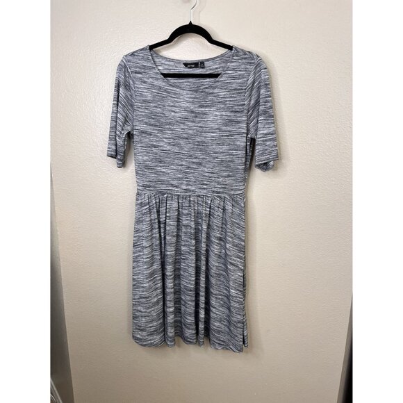Apt. 9 Womens Medium Heather Gray Fit Flare Short Sleeve Dress Midi Polyester - Picture 2 of 7